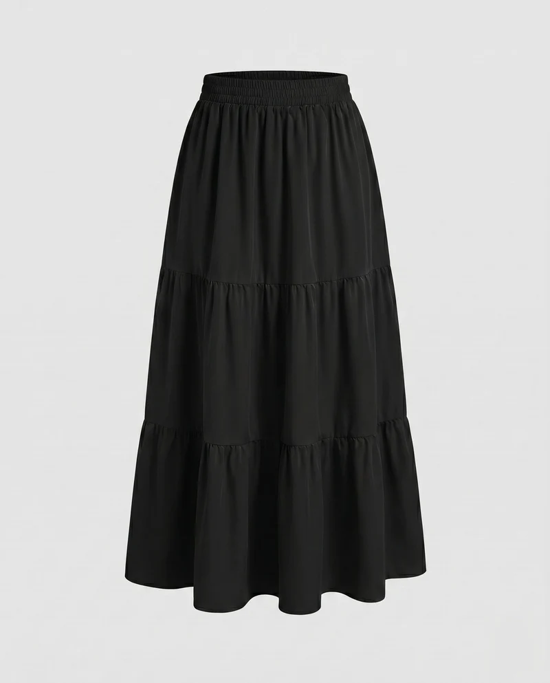 Damen Maxirock mit voluminösen Rüschendetails