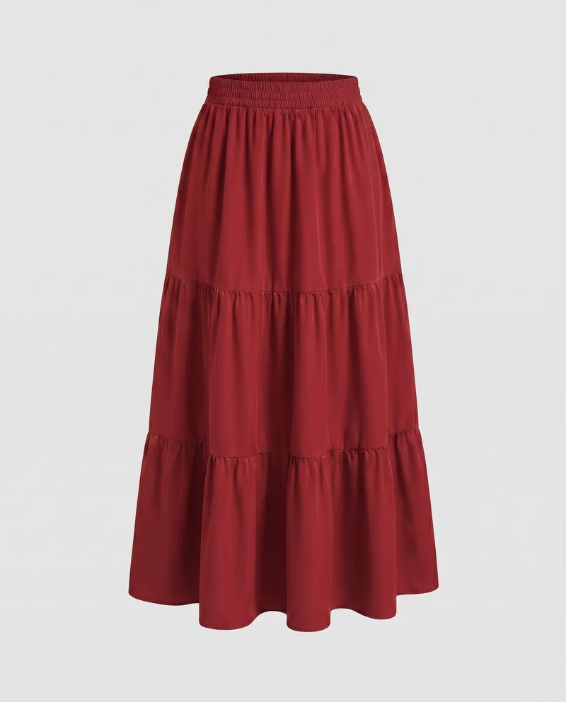 Damen Maxirock mit voluminösen Rüschendetails