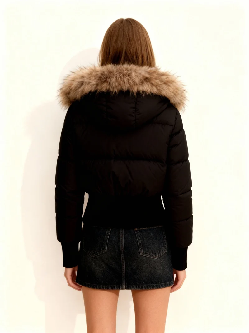 Cropped Gefütterte Winterjacke