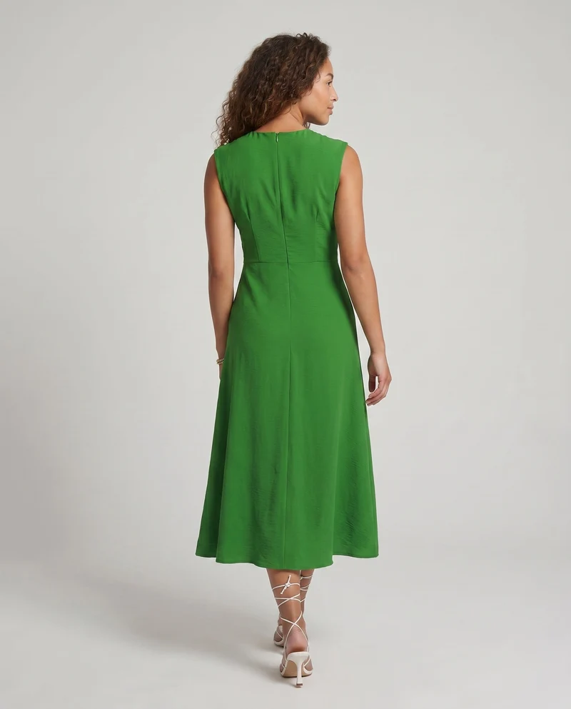 Damen Moderne Vorderliches Knotendetail MischgewNord Taschene Midaxikleid