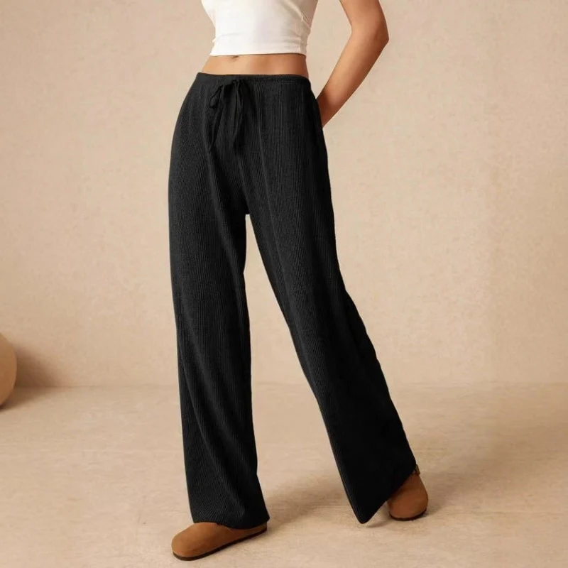 Damen weite Baumwoll-Haremshose mit hoher Taille und praktischem Kordelzug