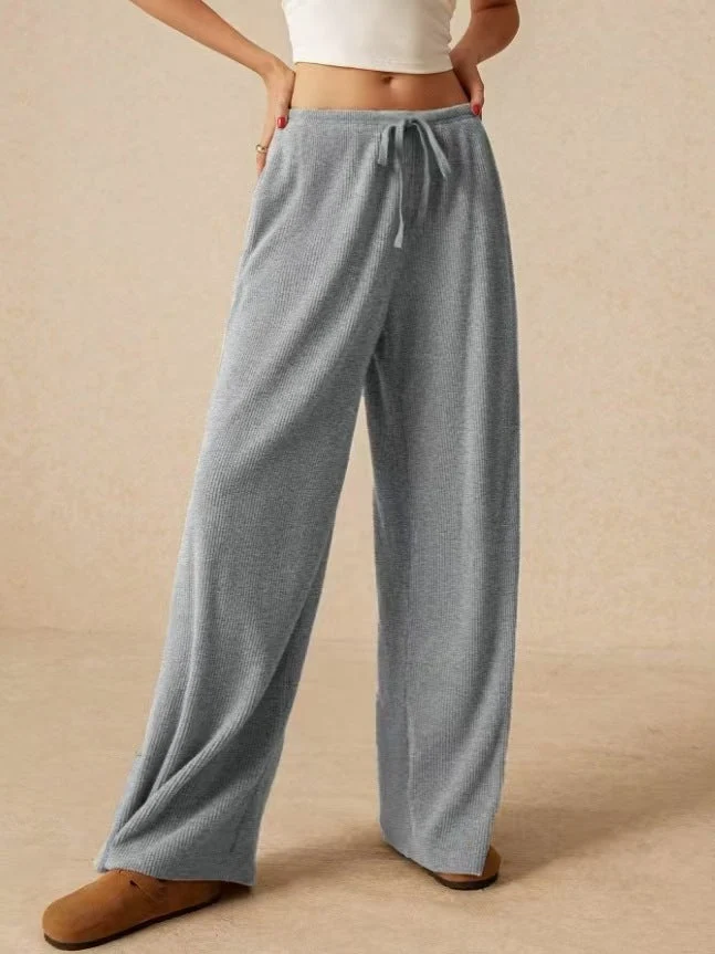 Damen weite Baumwoll-Haremshose mit hoher Taille und praktischem Kordelzug