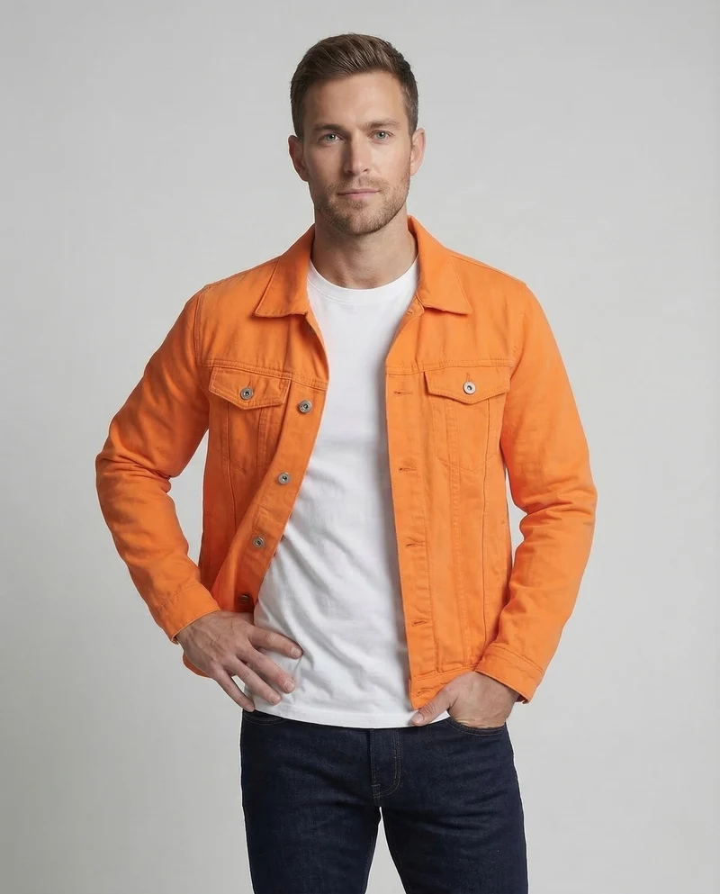 Herren Jeansjacke Baumwolle Brusttaschen