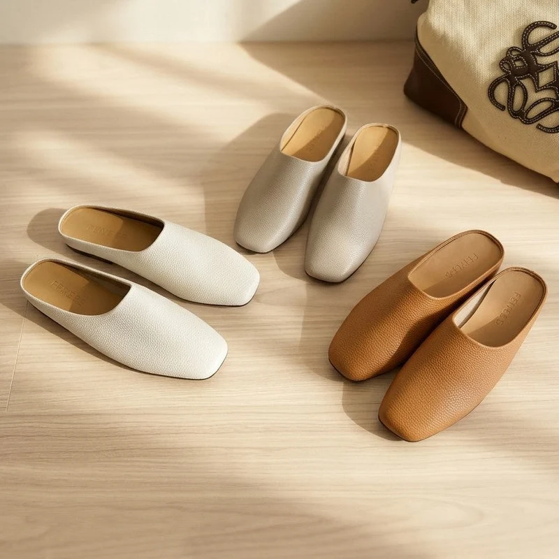 Damen elegante Mules aus hochwertigem Leder mit Komfortsohle