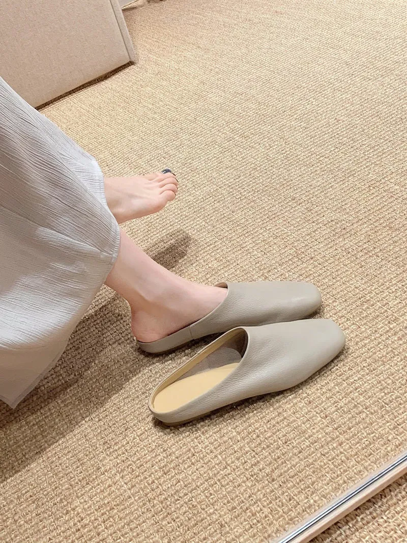 Damen elegante Mules aus hochwertigem Leder mit Komfortsohle