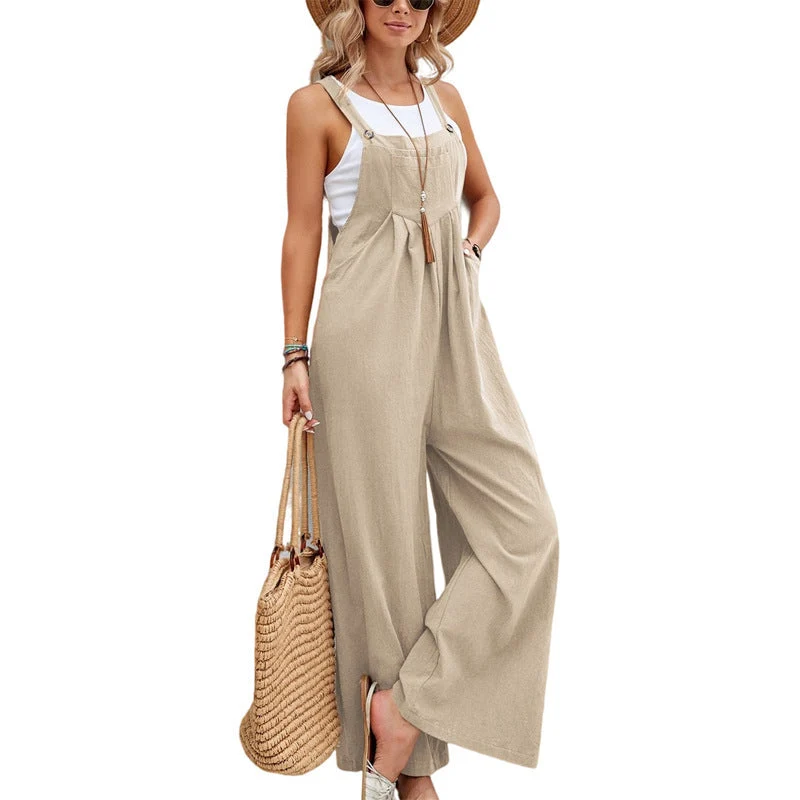 Damen Lässiger Jumpsuit mit weitem Bein und verstellbaren Trägern