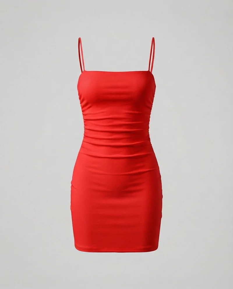 Damen Minikleid Spaghettiträger Elastische Passform