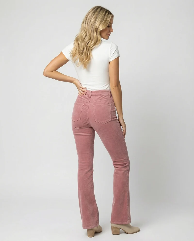 Damen Flared Cord-Hose mit hohem Bund und weichem Material