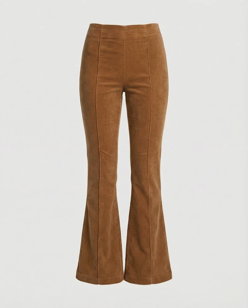 Damen Flared Cord-Hose mit hohem Bund und weichem Material