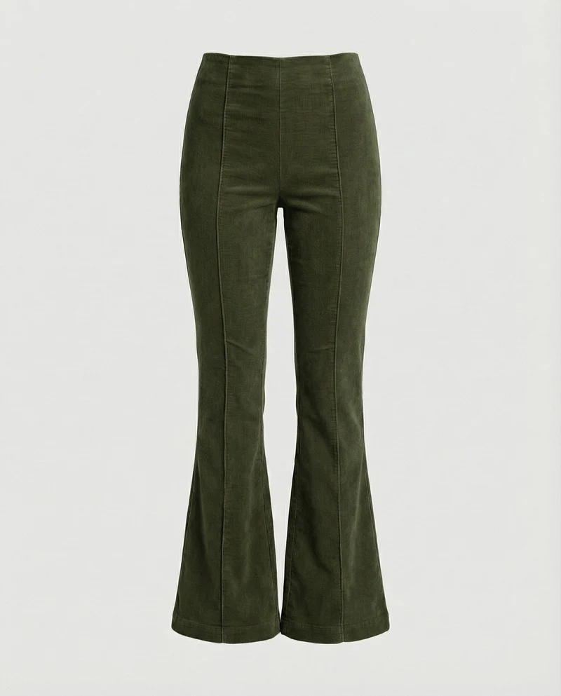 Damen Flared Cord-Hose mit hohem Bund und weichem Material