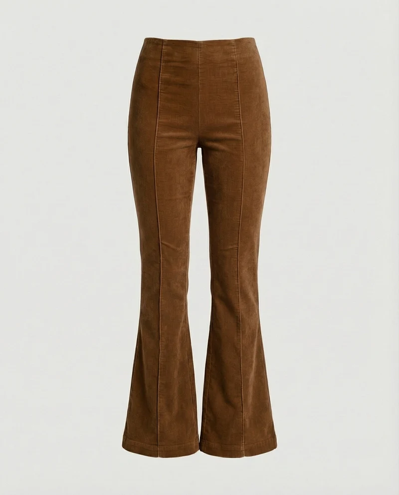 Damen Flared Cord-Hose mit hohem Bund und weichem Material