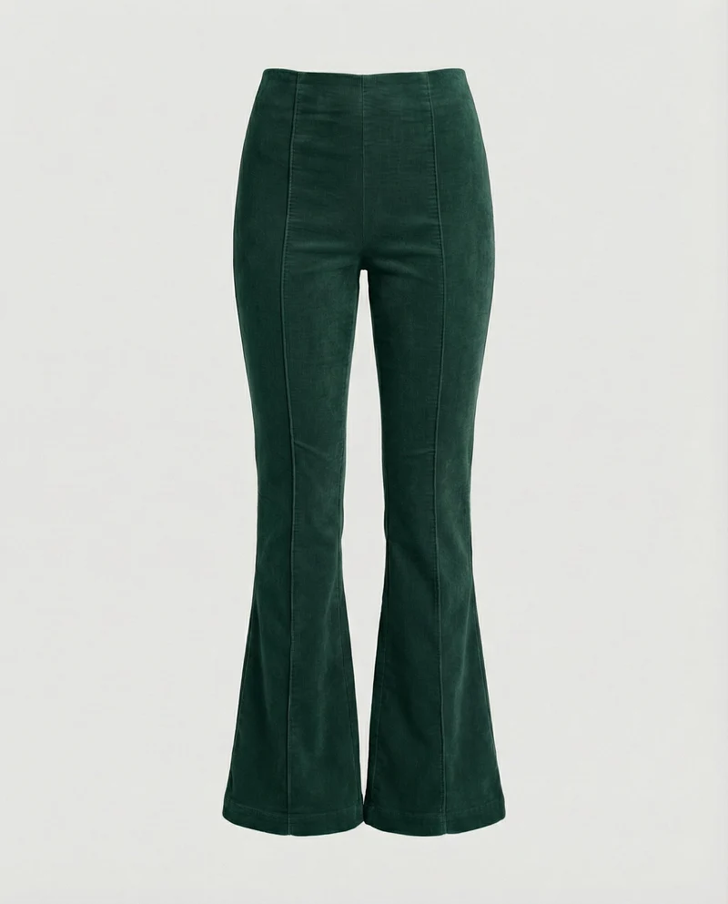 Damen Flared Cord-Hose mit hohem Bund und weichem Material