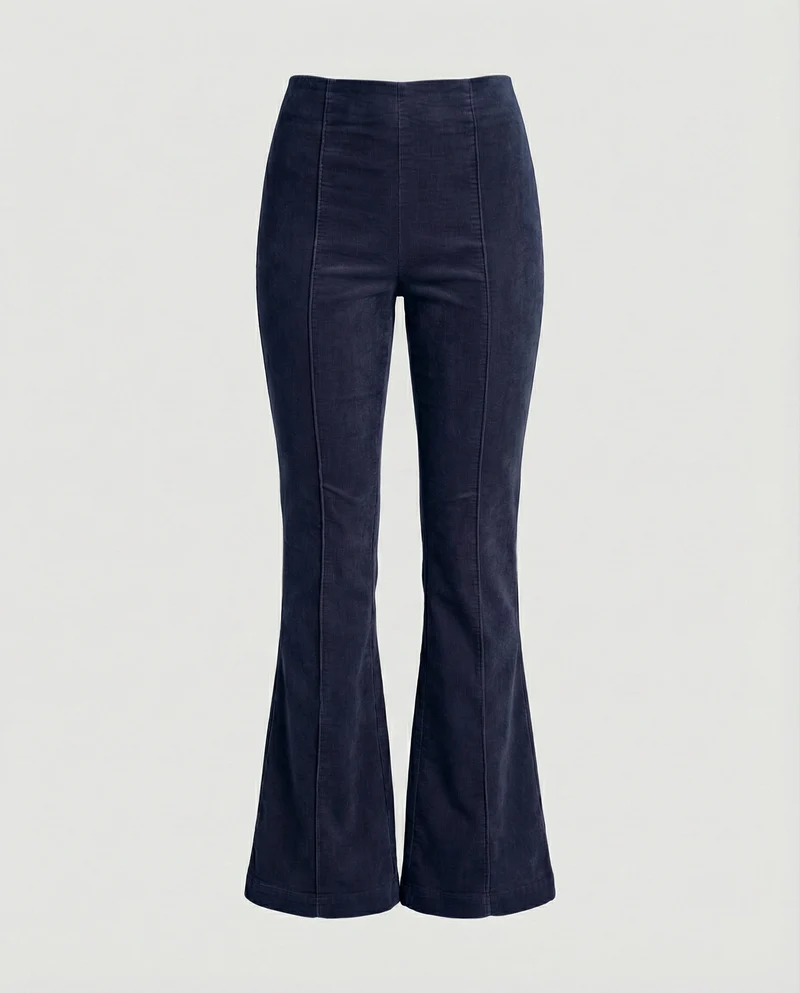 Damen Flared Cord-Hose mit hohem Bund und weichem Material