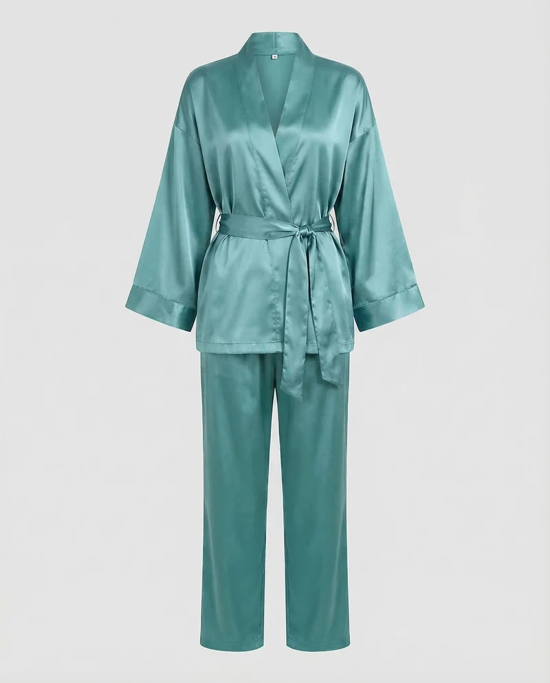 Damen Satin Pyjama Set