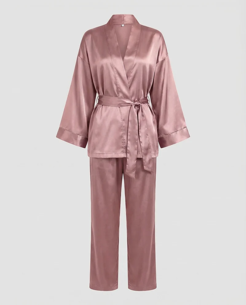 Damen Satin Pyjama Set