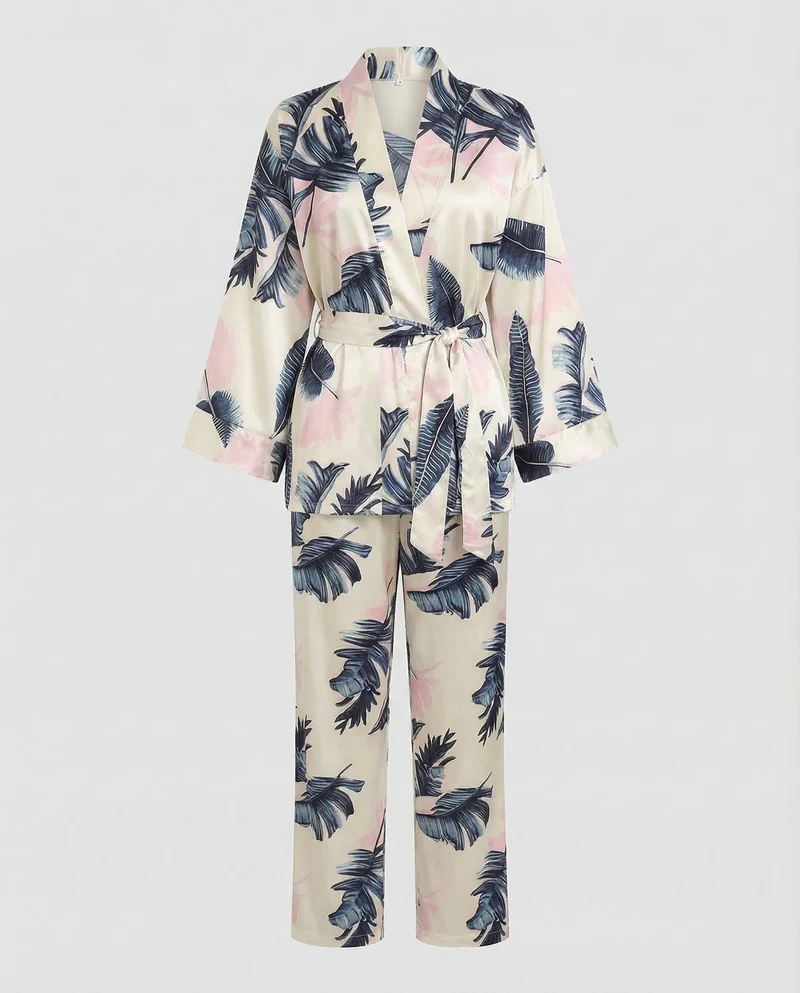 Damen Satin Pyjama Set