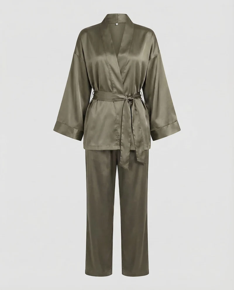Damen Satin Pyjama Set