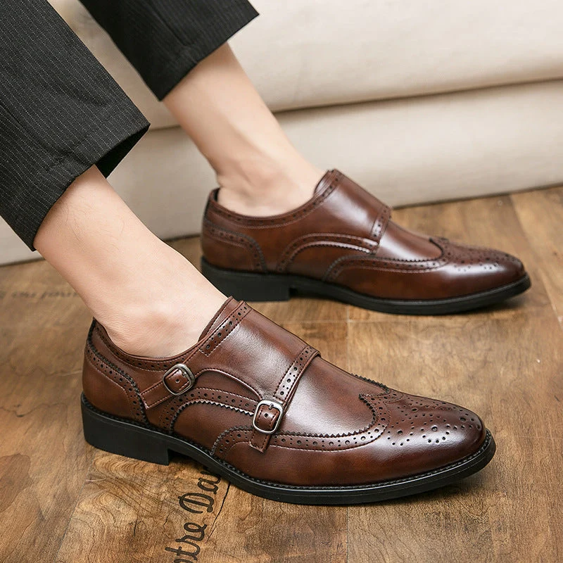 Damen elegante Doppel-Monk-Schuhe aus hochwertigem Leder