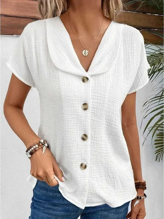 Lässiges T-Shirt Mit Knopf Für Frauen Für Damen