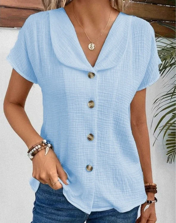 Lässiges T-Shirt Mit Knopf Für Frauen Für Damen