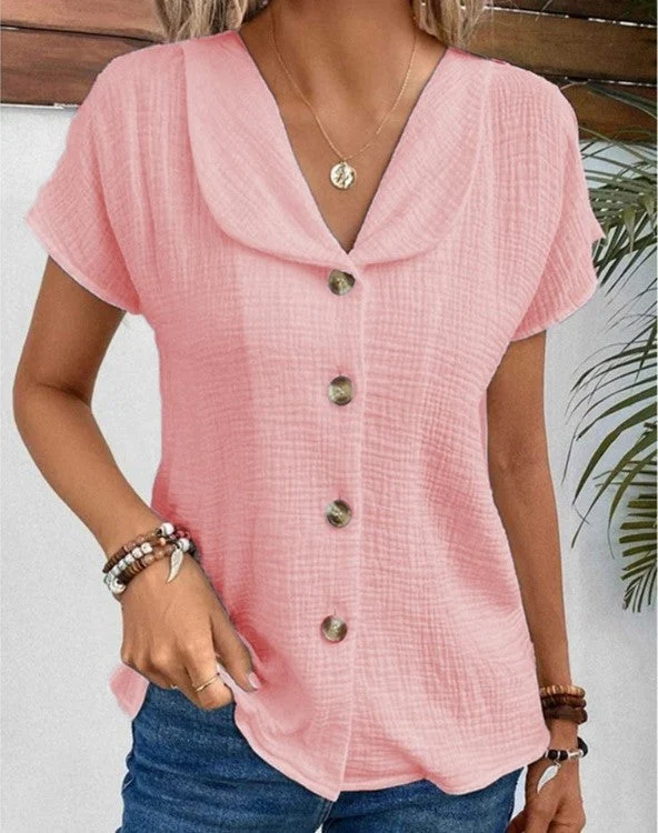 Lässiges T-Shirt Mit Knopf Für Frauen Für Damen