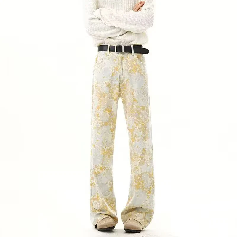 Damen Elegante und bequeme Floral-Print Weitgeschnittene Hose Nord Taschen