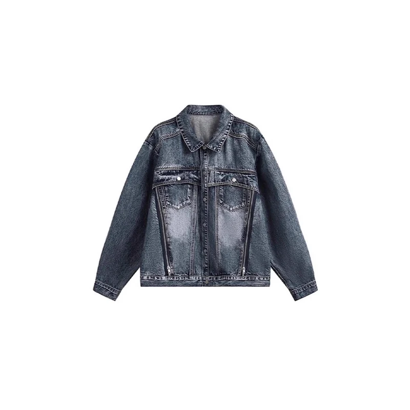 Damen Coole Oversized Jeansjacke Nord Taschen