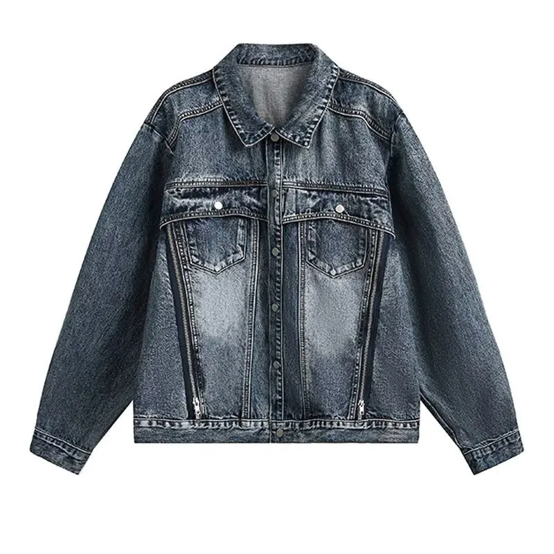 Damen Coole Oversized Jeansjacke Nord Taschen