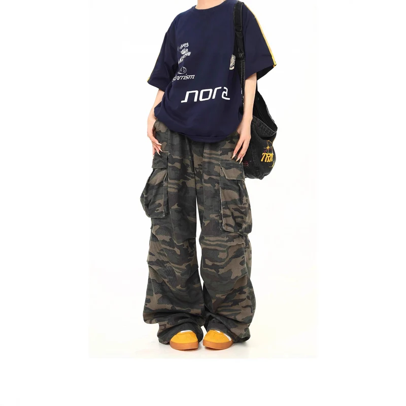 Damen Cargo-Hose mit weitem Bein und camouflagemuster Nord Taschen