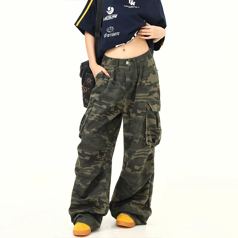 Damen Cargo-Hose mit weitem Bein und camouflagemuster Nord Taschen
