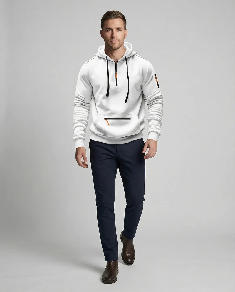 Herren sportlicher Hoodie mit praktischen Reißverschlusstaschen und verstellbarem Kapuzenzug