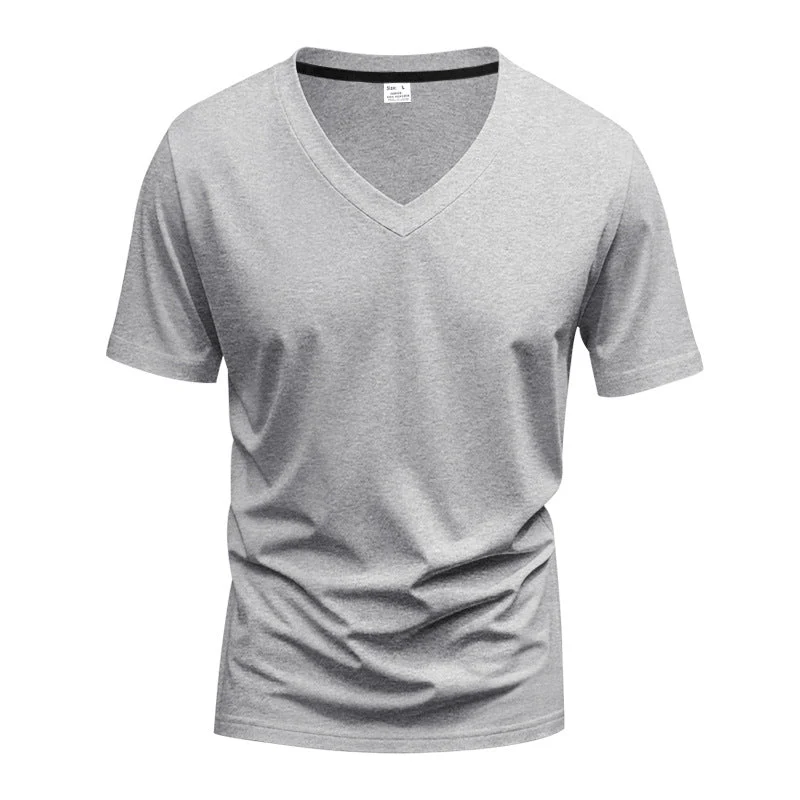 Herren nan klassisches V-Ausschnitt T-Shirt aus feinem Baumwolljersey mit verstärktem Nackenband und Doppelnaht Nord Taschen