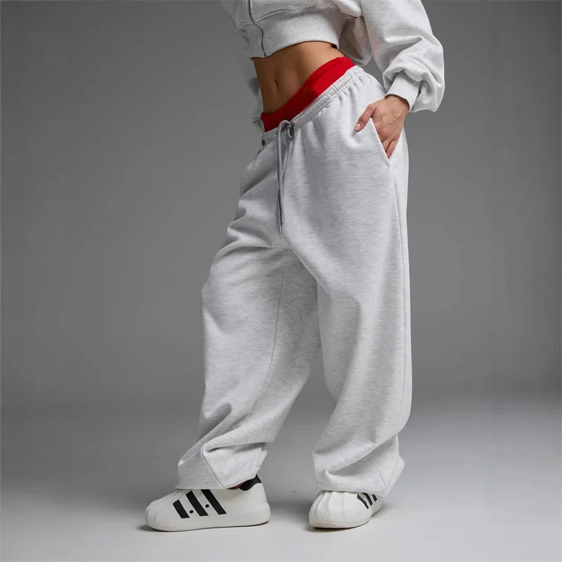 Damen trendige, weite Jogginghose mit elastischem Bund und verstellbarem Kordelzug Nord Taschen