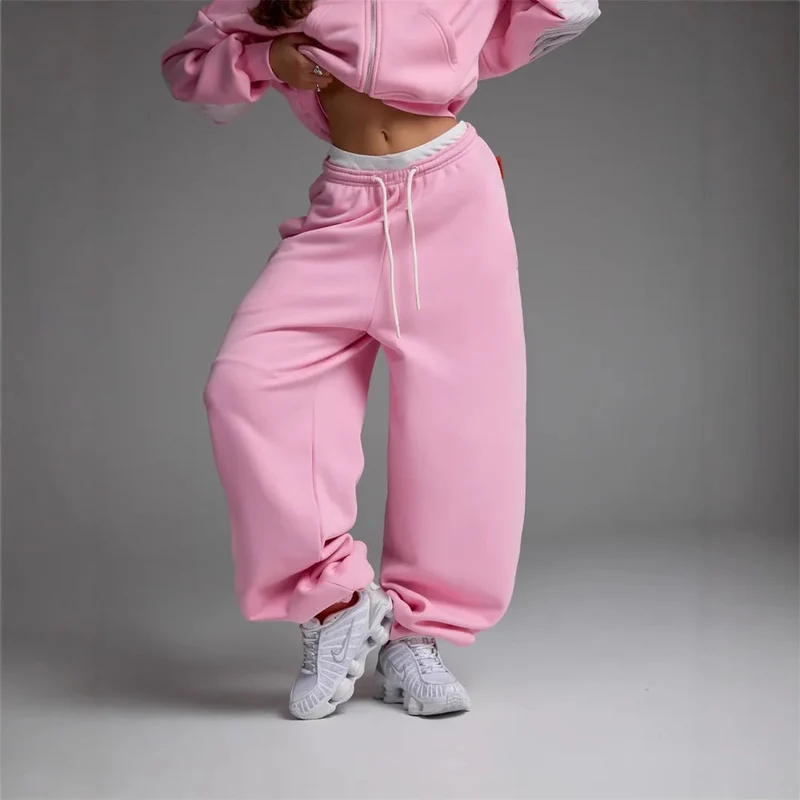 Damen trendige, weite Jogginghose mit elastischem Bund und verstellbarem Kordelzug Nord Taschen