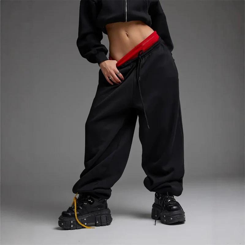 Damen trendige, weite Jogginghose mit elastischem Bund und verstellbarem Kordelzug Nord Taschen