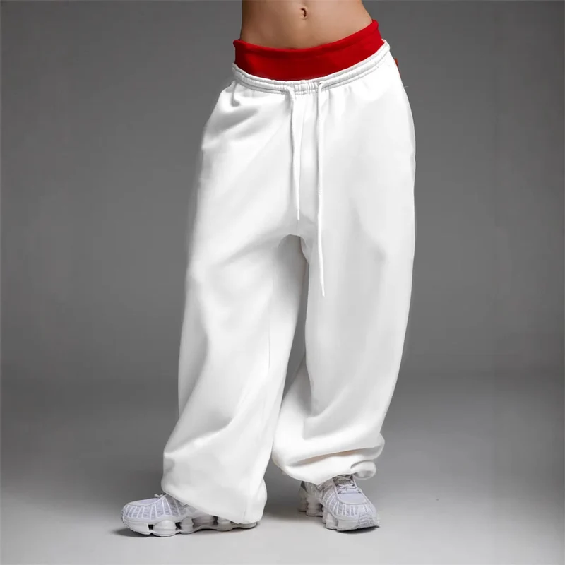 Damen trendige, weite Jogginghose mit elastischem Bund und verstellbarem Kordelzug Nord Taschen