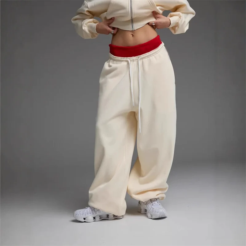 Damen trendige, weite Jogginghose mit elastischem Bund und verstellbarem Kordelzug Nord Taschen