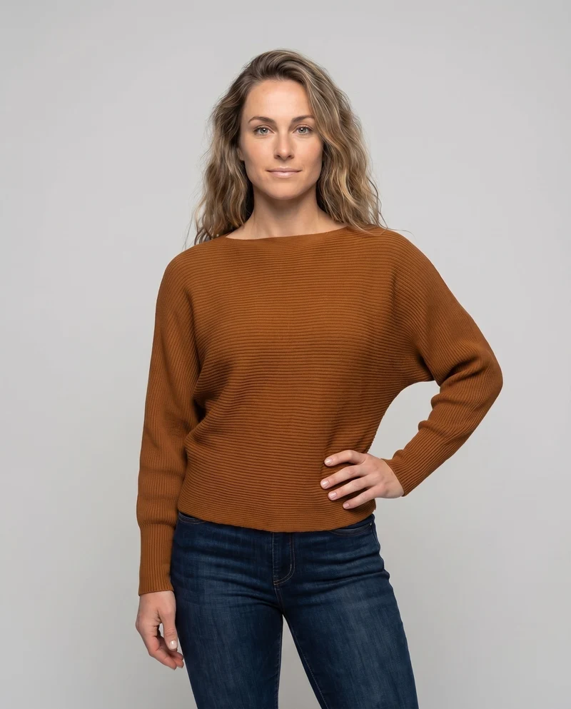 Damen Schlichte Fledermausärmel Feinstrick Feinstrickpullover