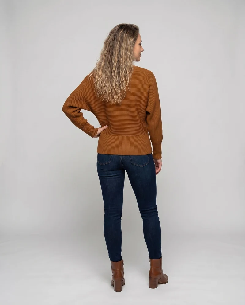 Damen Schlichte Fledermausärmel Feinstrick Feinstrickpullover