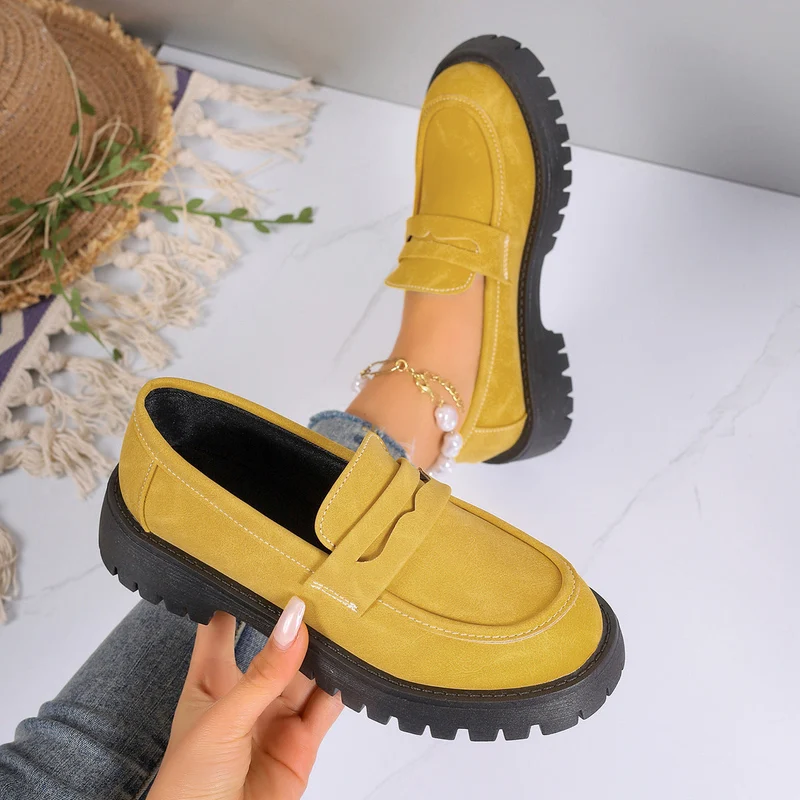 Damen Chunky Loafers mit rutschfester Gummisohle und modischem Obermaterial