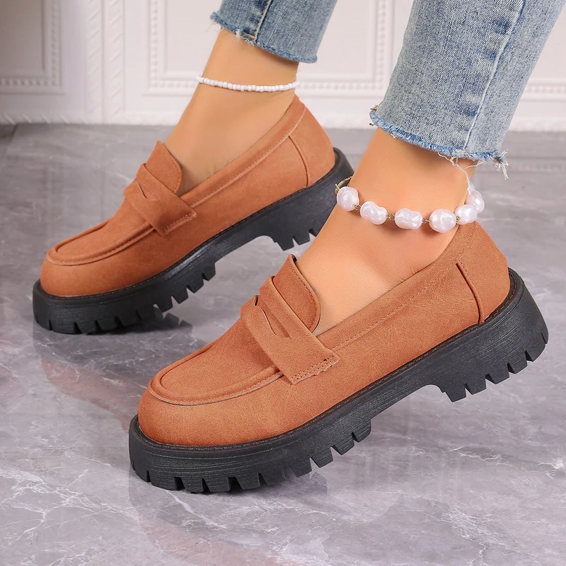 Damen Chunky Loafers mit rutschfester Gummisohle und modischem Obermaterial
