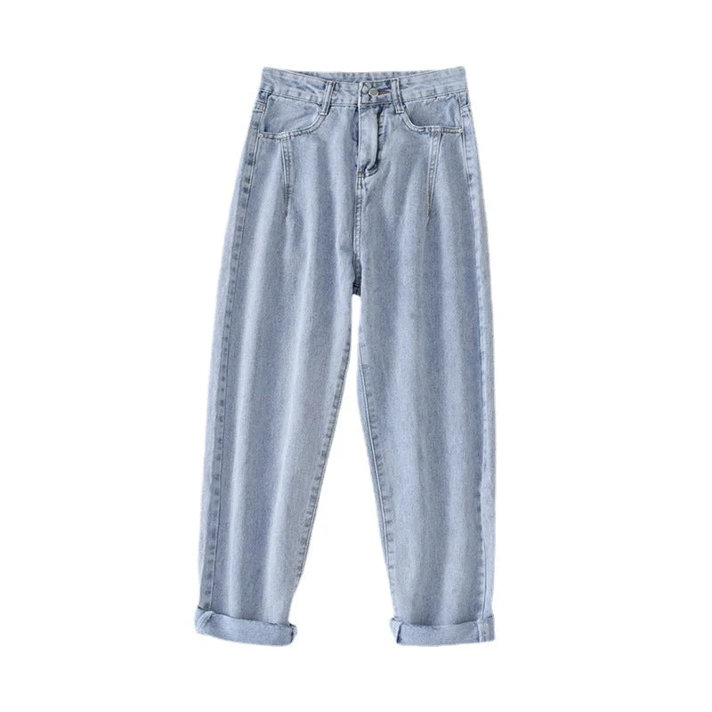 Damen Hochtaillierte Jeans im klassischen Mom-Style mit umgeschlagenen Säumen