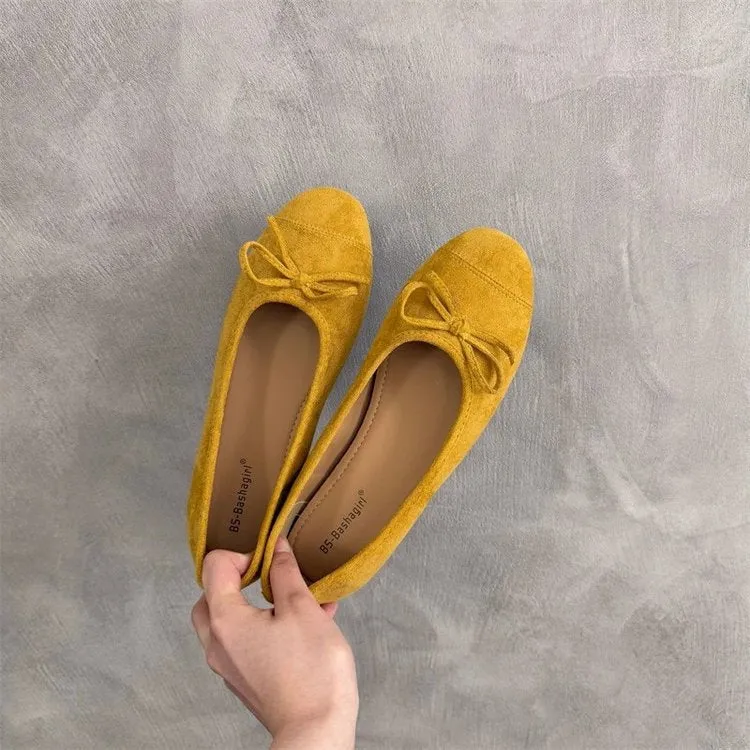Damen Ballerina-Schuhe mit modischer Schleifenverzierung und komfortablem Fußbett
