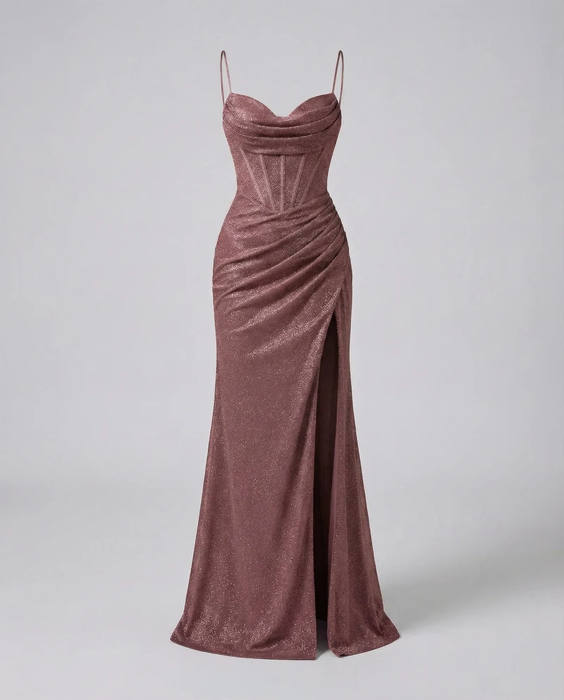 Damen figurumschmeichelndes Gala-Abendkleid mit Wickelraffung