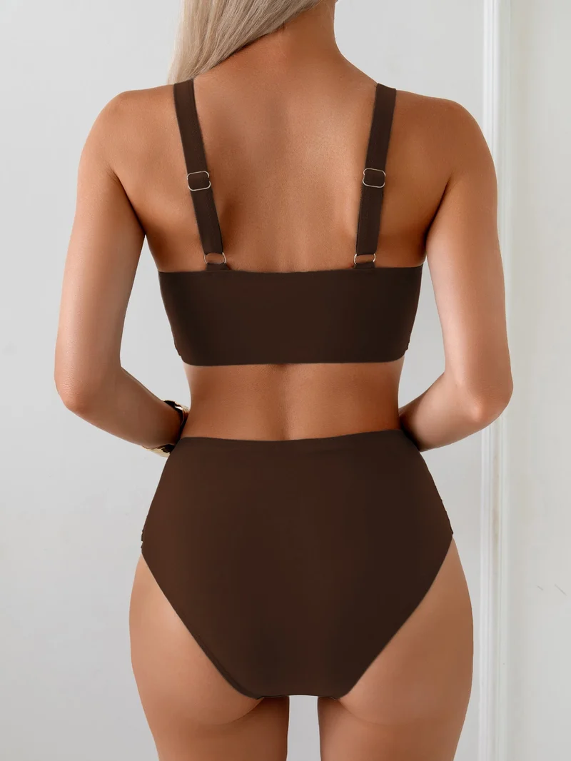 Damen Hochtailliertes Bikini-Set mit elegantem Wickeldesign