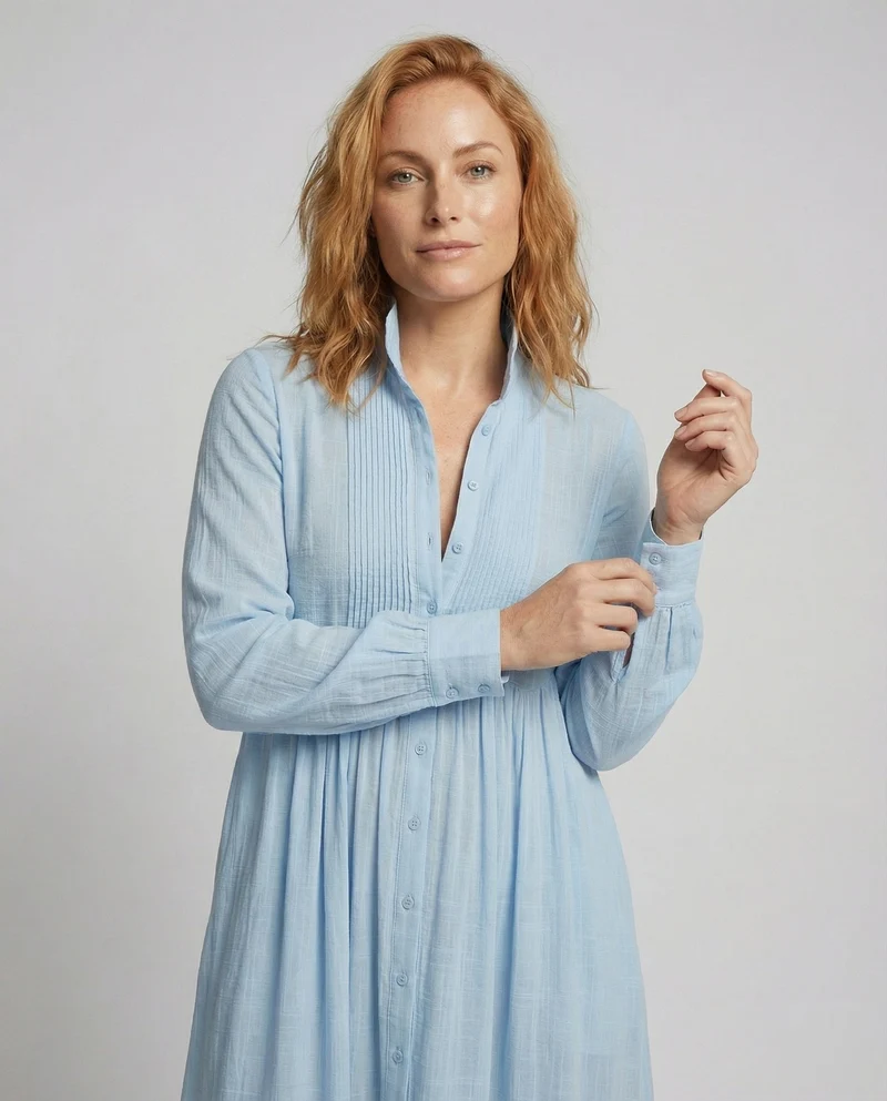 Damen Klassische Geraffte Taillenpartie Baumwollmischung Maxikleid