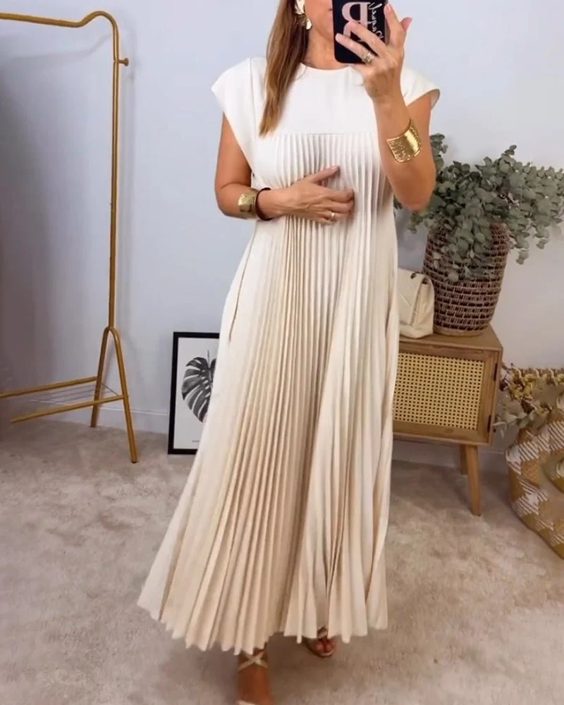 Smarte Plissee Baumwollkleid
