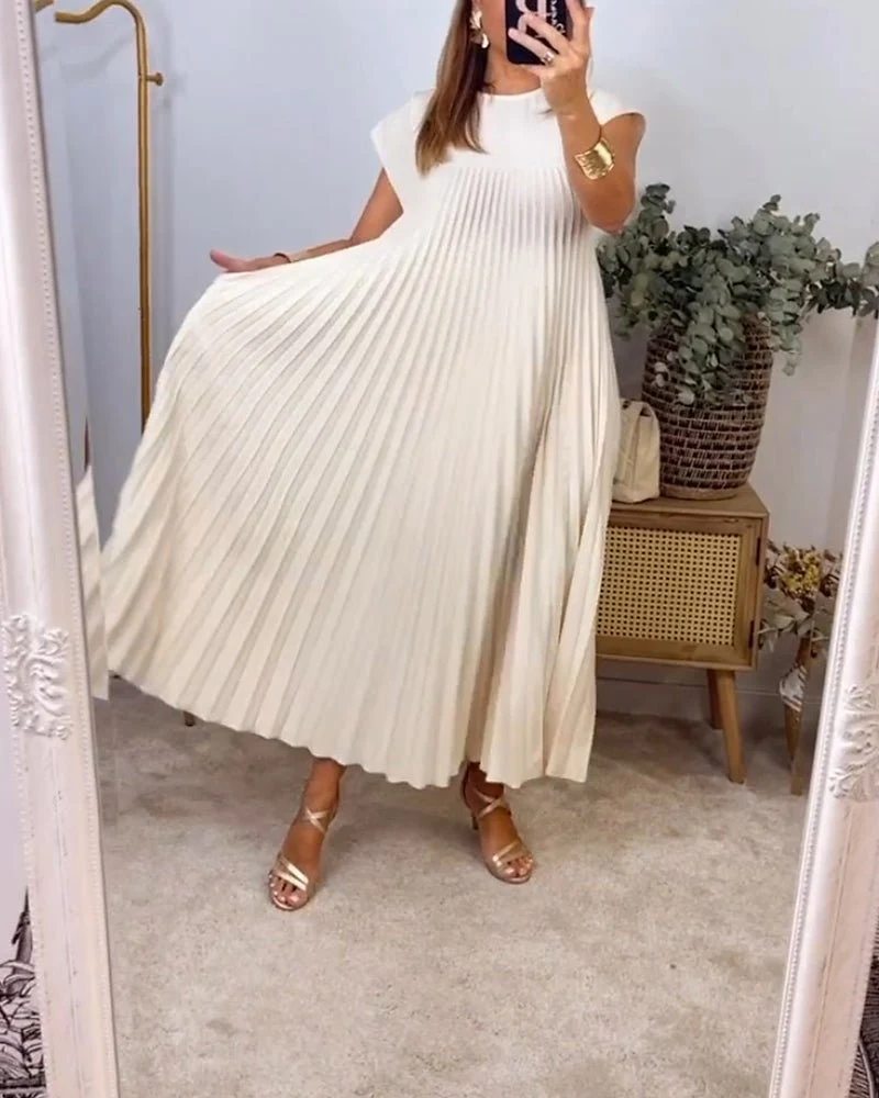 Smarte Plissee Baumwollkleid