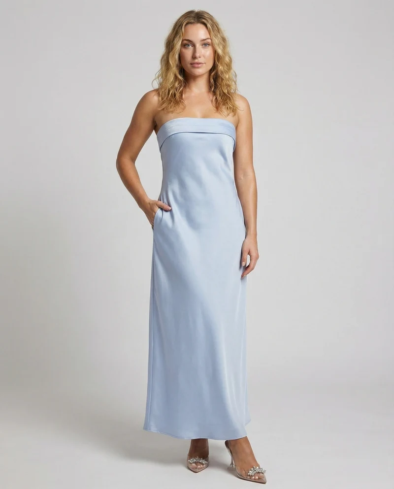 Damen Bustier-Slipkleid Clean-Look Seitenschlitz