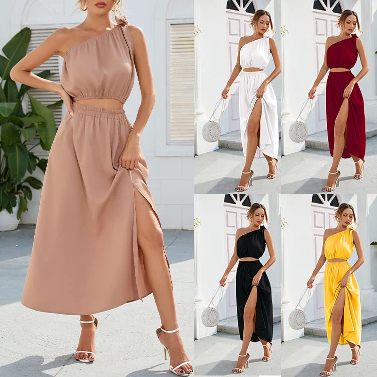 Damen Maxikleid mit asymmetrischem Schnitt und seitlichem Schlitz